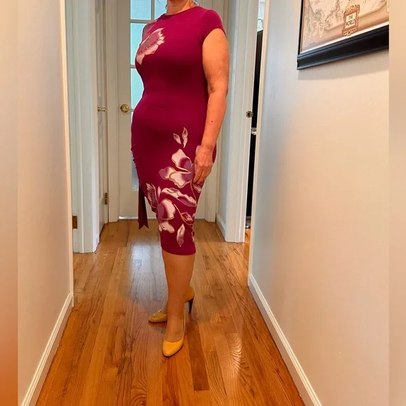 Cache Dresses | Cache Purple Bodycon Midi Dress Cap Sleeve | Color: Purple/White | Size: M | Nataliesha684's Closet
